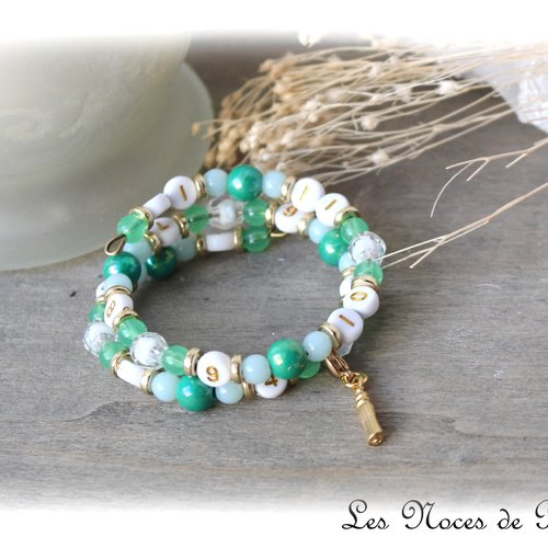 Bracelet d'allaitement vert, cadeau de naissance