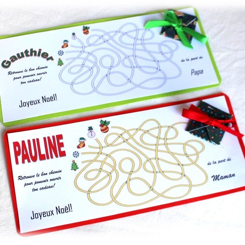 Carte cadeau noël personnalisée, bon cadeau surprise, carte amusante enfant verte
