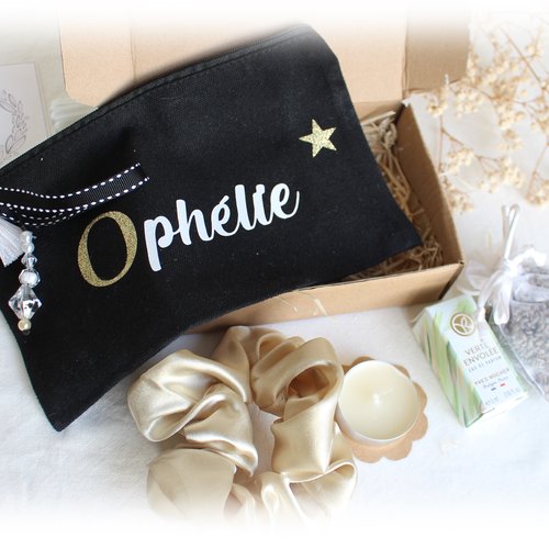 Pochette personnalisée - trousse de maquillage-cadeau femme noir
