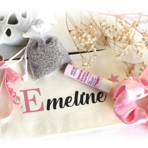 Pochette personnalisée - trousse de maquillage - cadeau femme blanc