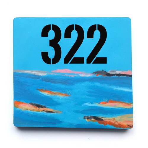 Numéro de maison personnalisé (13 x 13 cm), décor marin moderne