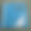 Carte carrée  double  ,  coloris turquoise  , décors thème "chat" + enveloppe assortie