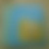 Carte carrée  double "bon anniversaire" , coloris turquoise  , décors petite fille  + enveloppe assortie 