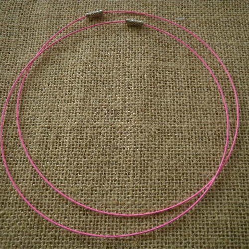 Lot de 4 supports pour collier en métal gainé coloris rose fluo  , diamètre 14 cm