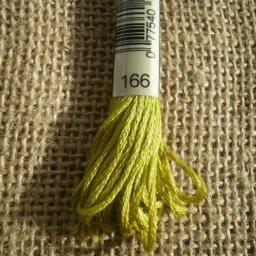 Echevette de fil mouliné  25 en coton  dmc ,  coloris 166 vert
