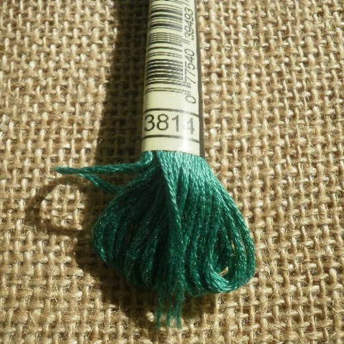 Echevette de fil mouliné  25 en coton  dmc ,  coloris 3814 vert