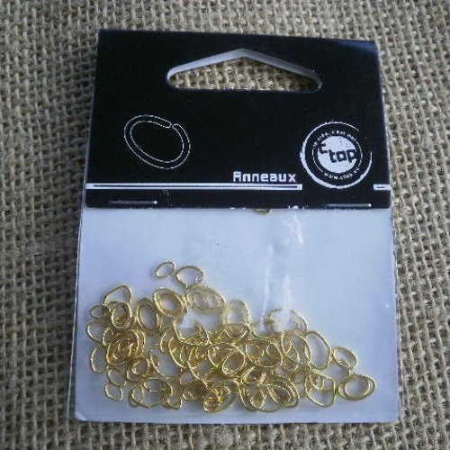 Sachet de 90 anneaux ovales ouverts en métal , coloris doré , 3 tailles