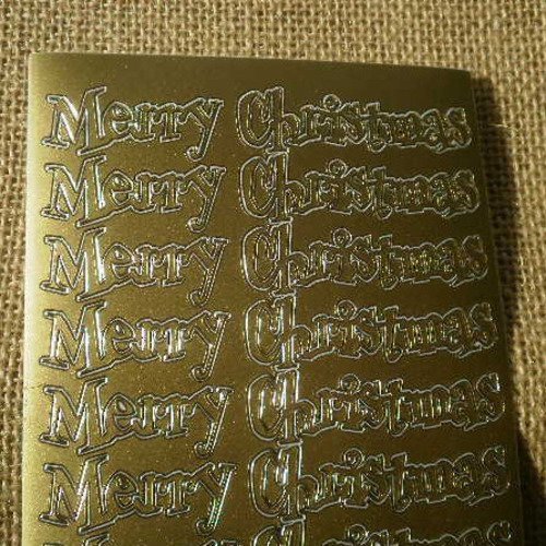 Planche de stickers peel off   , message "merry christmas" , coloris doré