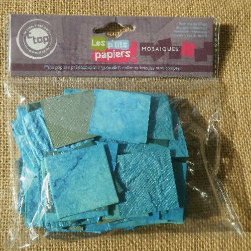 Sachet de 50 grammes de papiers décoratifs carrés , coloris bleu ,  taille 3,7 cm