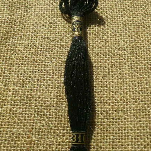 Echevette ancienne de fil mouliné  25 en coton  dmc ,  coloris 310 noir