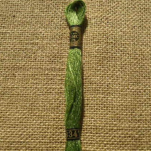 Echevette ancienne de fil mouliné  25 en coton  dmc ,  coloris 3347 vert