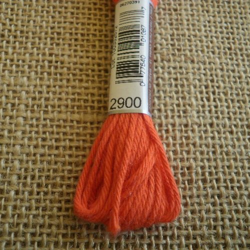 Echevette de coton à canevas retors dmc , numéro 4 , coloris 2900 orange vif 