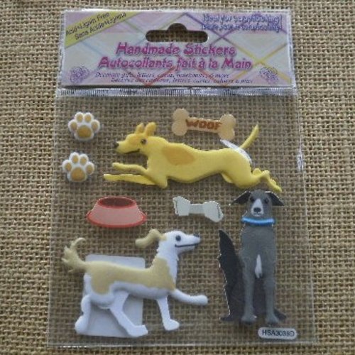 Planche de stickers en plastique   , thème "chiens"  , différentes tailles et coloris 