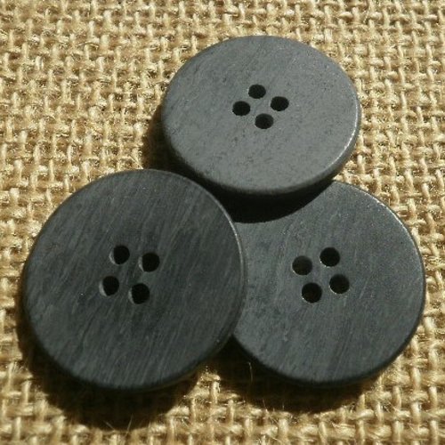 Boutons ronds x 3 en plastique , coloris  gris foncé changeant  , diamètre 25 mm
