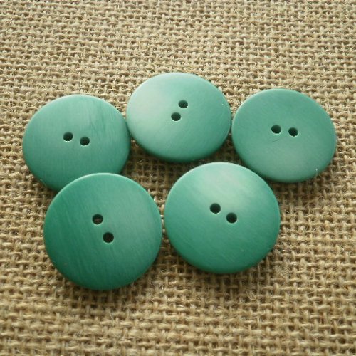 Boutons ronds x 5 en plastique , coloris vert changeant , diamètre 28 mm