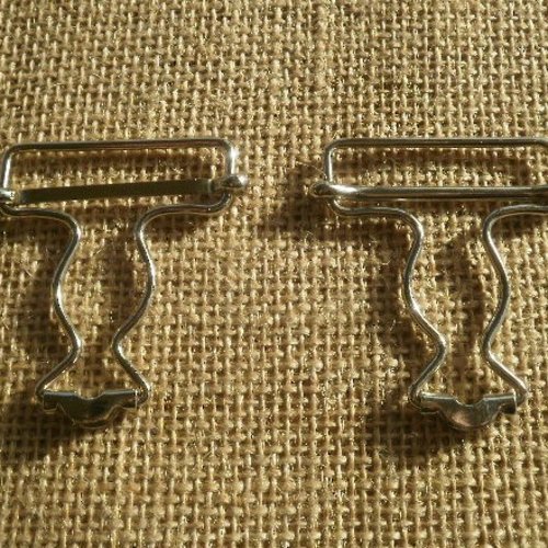 Lot de 2 attaches boucles pour salopette en métal argenté , taille 5,2 / 4,4 cm