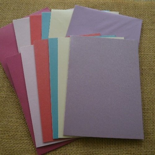 Lot (5) de 6 cartes rectangulaires doubles + enveloppes , coloris multicolore , taille 10,5 x 14,7 cm
