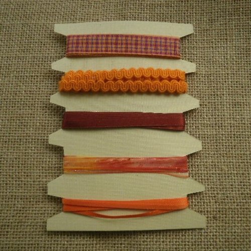 Assortiment (59) de 5 rubans  , coloris à dominante orange , taille 0,8 , 10 et 15 mm
