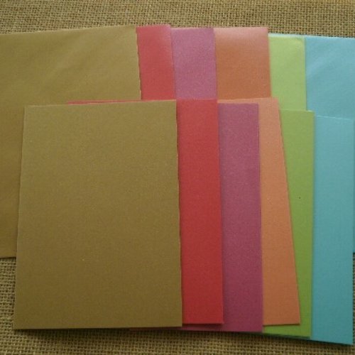 Lot (12) de 6 cartes rectangulaires doubles + enveloppes , coloris multicolore , taille 10,5 x 14,7 cm