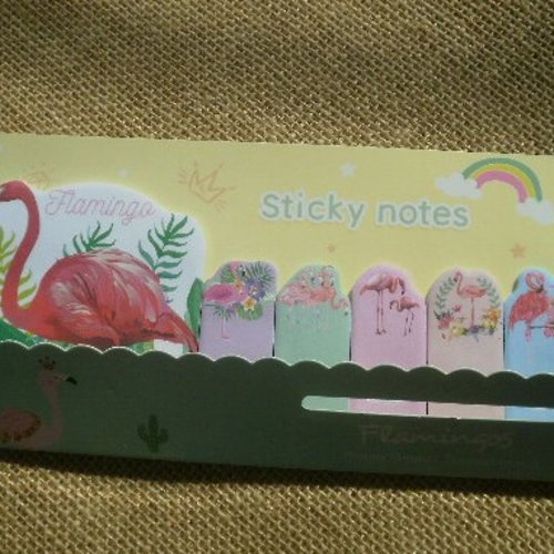 Sachet de stickers notes thème "flamands roses" ,  coloris multicolore , tailles diverses