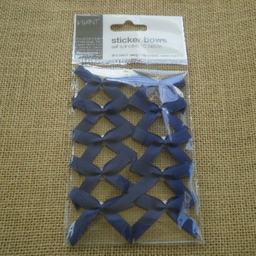 Lot de 10 petits noeuds en ruban , coloris bleu foncé , taille 5,5/4 cm