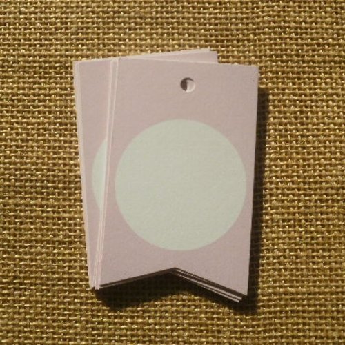 Sachet de 10 étiquettes tags en carton , coloris rose et blanc , taille 8 x 5 cm