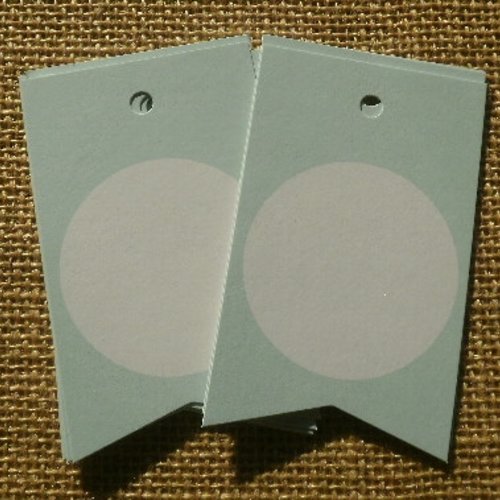 Sachet de 10 étiquettes tags en carton , coloris eau et blanc , taille 8 x 5 cm