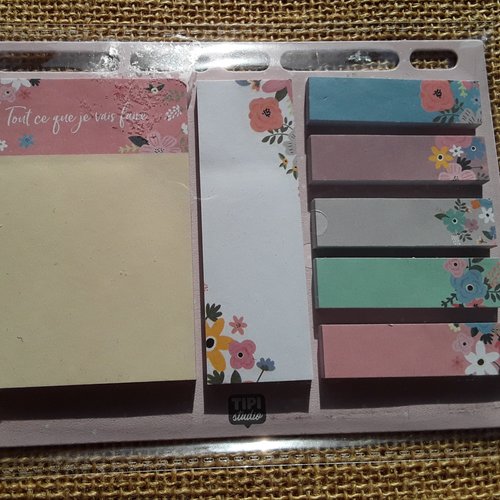Sachet de stickers notes thème "fleurs" ,  coloris multicolore , tailles diverses