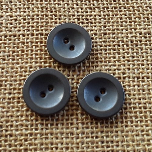 Boutons ronds à 2 trous x 3 en métal bronze , diamètre 21 mm