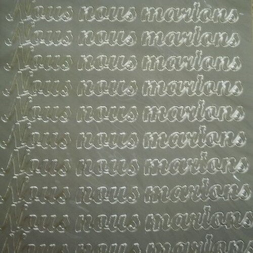 Planche de stickers peel off   , message "nous nous marions" , coloris argenté 