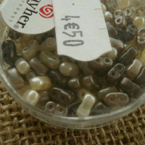 Boite de 12 grammes de perles rocailles cirées à deux trous , taille 3 x 5 mm