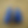 Lot de 2 petits pompons gland avec un anneau  , coloris  bleu vif , taille 4 cm 