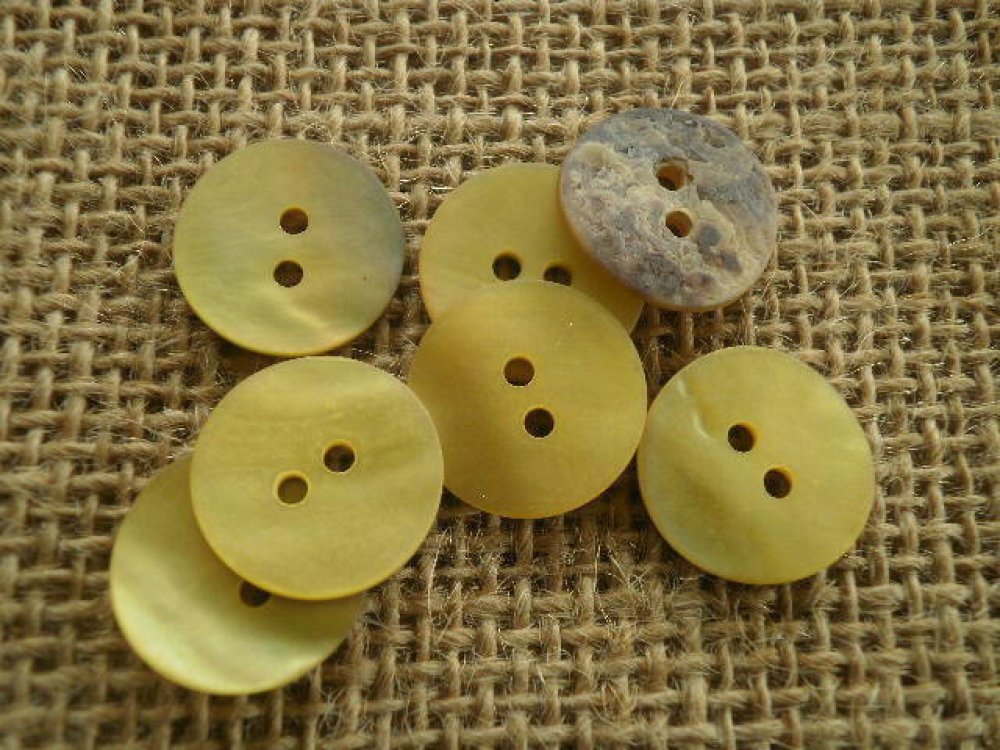 lot de 5 boutons " jaune tirant sur le vert " 18mm mercerie couture button 