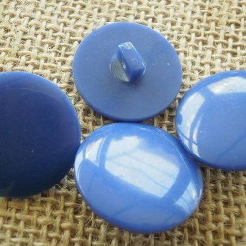 Gros boutons  ronds en plastique ,  coloris bleu  , diamètre 28 mm 