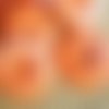Boutons  ronds à quatre trous en plastique , coloris orange à reflets argentés , diamètre 23 mm 