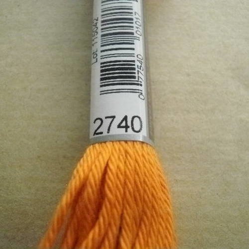 Echevette  de coton à broder  retors dmc , numero 4  , coloris 2740 orange 
