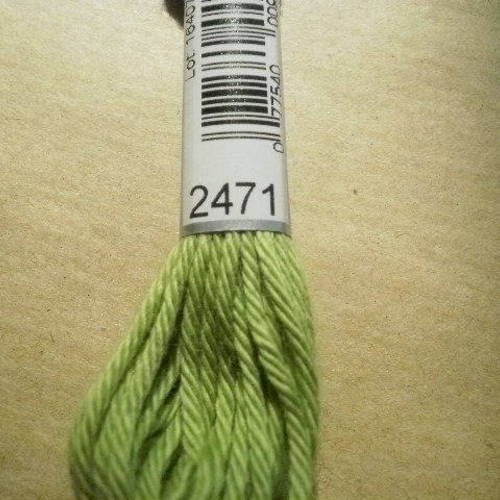 Echevette  de coton à broder  retors dmc , numero 4  , coloris 2471 vert 