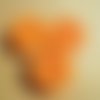 Bouton  rond en plastique à deux trous , de couleur  orange à motif abeille , diamètre 12 mm 