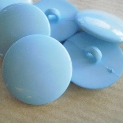 Boutons ronds  en  plastique , coloris  bleu , diamètre 23 mm 