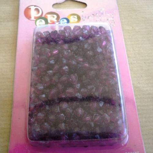 Lot  20g de perles toupies à facettes , en plastique violet