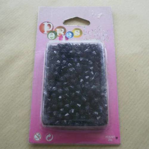 Lot  20g de perles toupies à facettes , en plastique noir