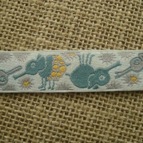 Ruban en polyester   ,  coloris ecru  et motifs "safari"  , largeur  15 mm 