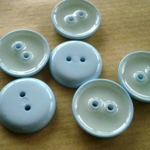 Lot de 2 boutons  ronds à deux trous en plastique , coloris  bleu , diamètre 12 mm