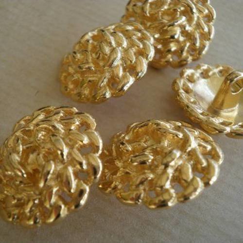 Jolis boutons  boules en métal doré , style ancien , diamètre 23 mm