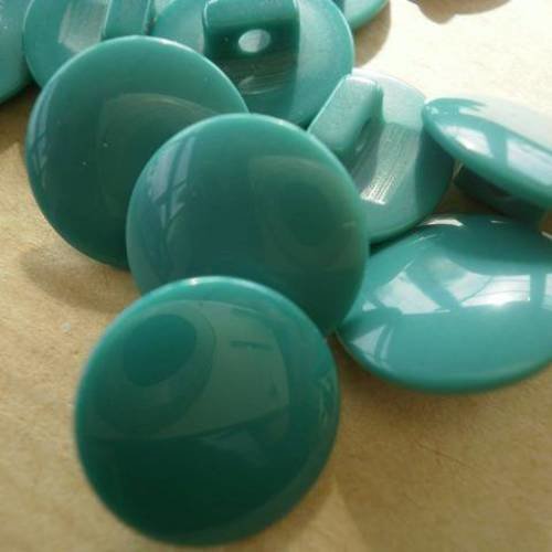 Lot de 2 boutons ronds en plastique , coloris  vert , diamètre  15 mm 