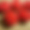 Boutons  ronds à deux trous en plastique , coloris  rouge marbré  , diamètre  23 mm 