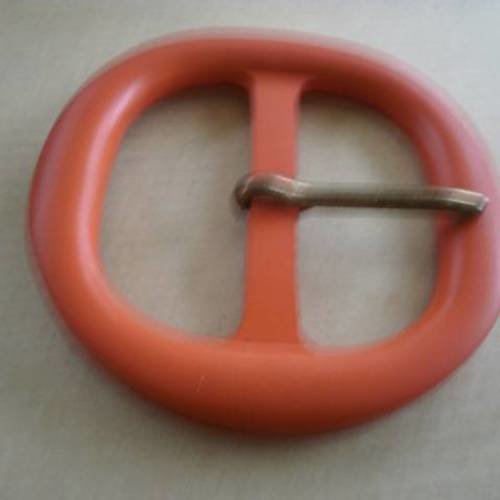 Boucle de ceinture ronde en bois peint , coloris orange 