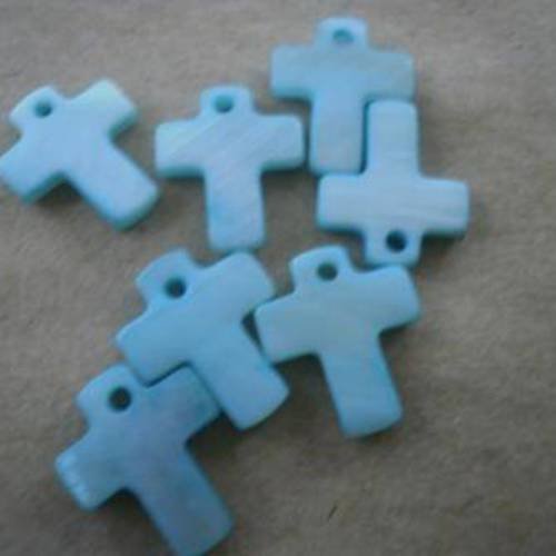 Sequins de nacre turquoise , forme croix 