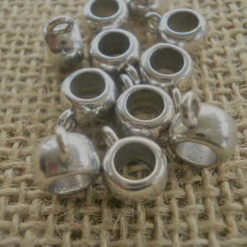 Lot de 5 bélières rondes pour bijoux en métal argenté , taille 0,9 cm
