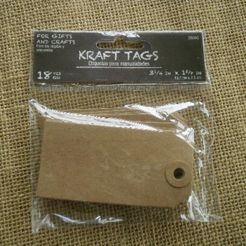 Sachet de 18 étiquettes tags   ,  coloris  beige kraft , taille  8 x 4 cm